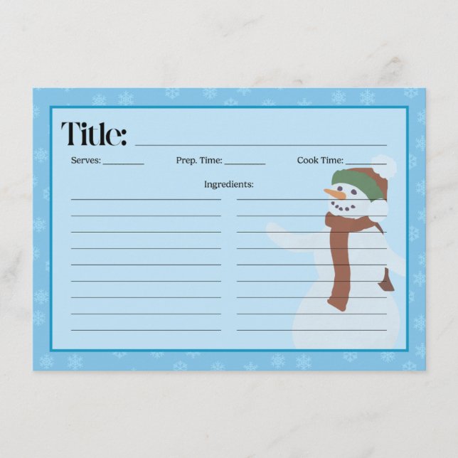 Snowman Recipe Card (Front)