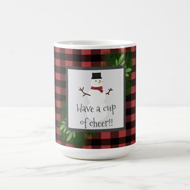 Snowman Red Buffalo Plaid Mug (Center)