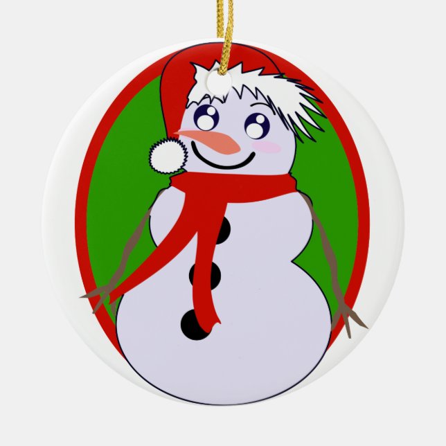 Snowman Red & Green Ornament (Front)