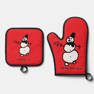 Snowman (Red) Oven Mitt & Pot Holder Set
