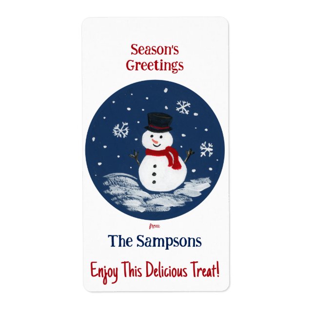 Snowman Red PERSONALIZE rectangular (Front)