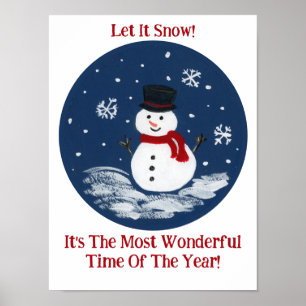 Snowman Red Wonderful Time Year PERSONALIZE  Poster