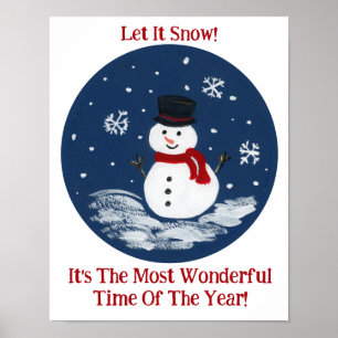 Snowman Red Wonderful Time Year PERSONALIZE  Poster