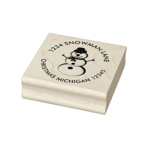 Snowman Return Address Rubber Stamp