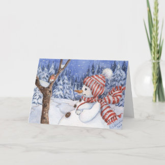 Snowman & Robin Holiday Card