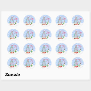 Snowman Robins Christmas Classic Round Sticker