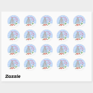 Snowman Robins Christmas Classic Round Sticker
