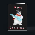 Snowman Rock Funny Christmas Card<br><div class="desc">Snowman Rock Musical Christmas Cards MIGNED Painting - Merry Christmas - or Choose your favourite colours / text / font</div>