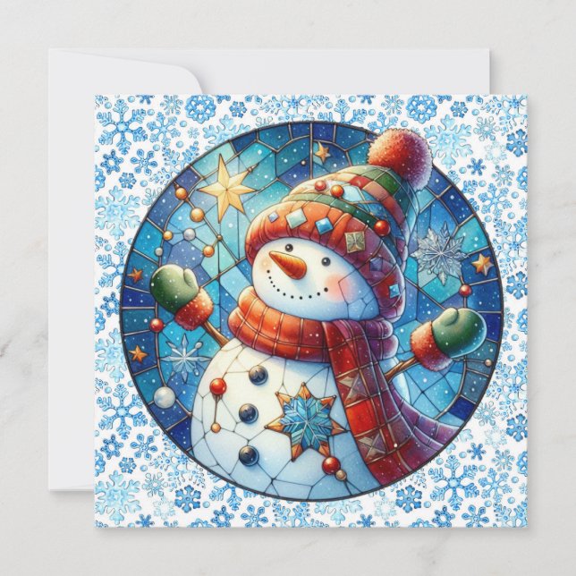 Snowman Round Christmas Greeting Card (Front)