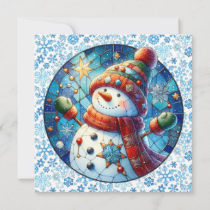 Snowman Round Christmas Greeting Card
