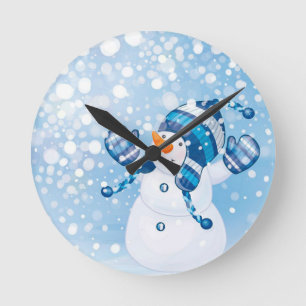 Snowman Round Clock