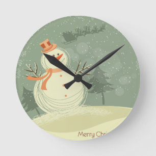 Snowman Round Clock
