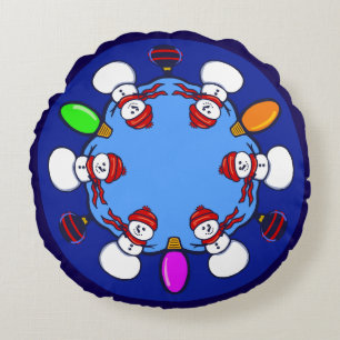 Snowman round pillow