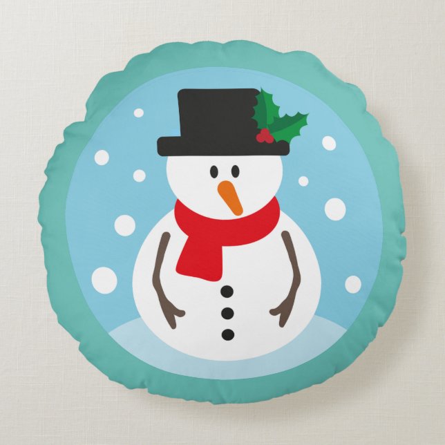 Snowman Round Pillow (Front)