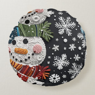 snowman round pillow