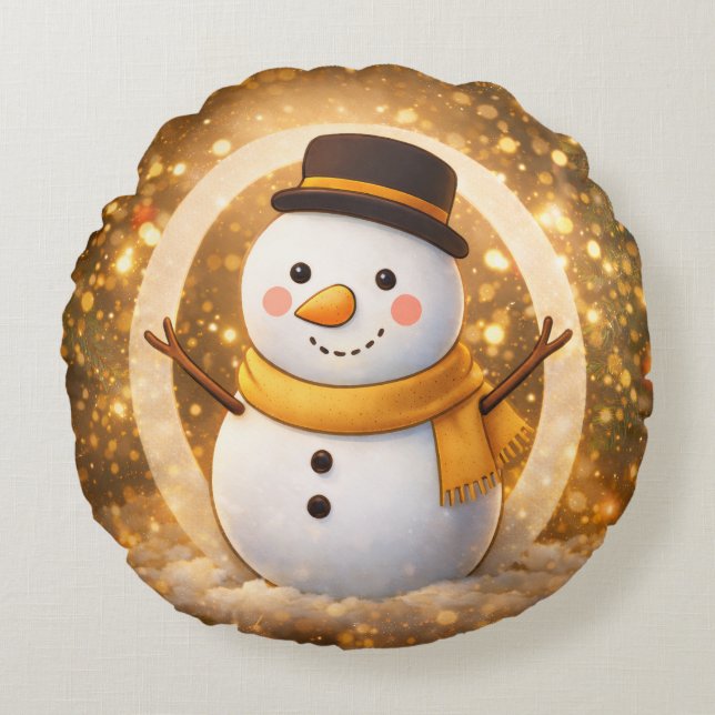 Snowman Round Pillow (Front)