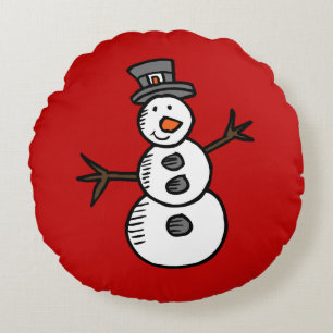 Snowman Round Pillow