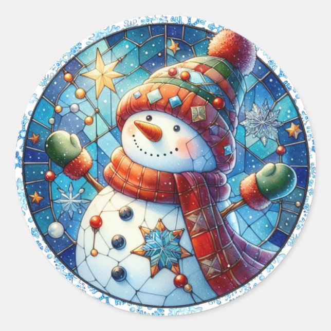 Snowman Round Stickers (Front)