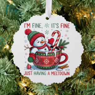 Snowman’s Cozy Christmas Chaos  Ornament Card