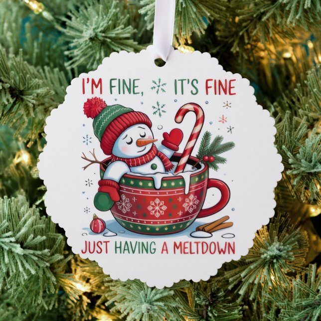  Snowman’s Cozy Christmas Chaos  Ornament Card (Insitu (Tree))