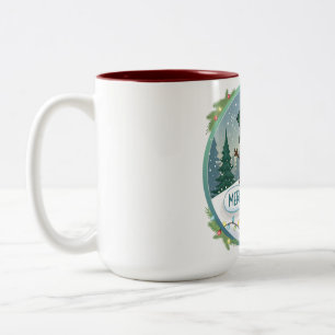 Snowman’s Joyful Christmas Welcome Two-Tone Coffee Mug