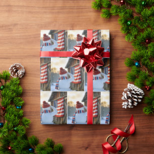Snowman Saluting an American Flag Wrapping Paper