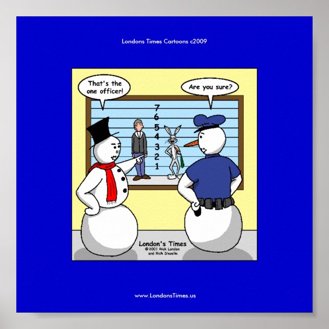 Snowman sans bruit Bunny Suspect Poster drôle (Devant)