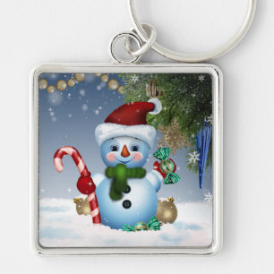 Snowman Santa Keychain