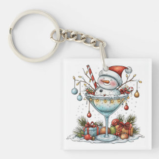 Snowman Santa Marguerita Time Keychain