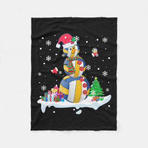 Snowman Santa Volleyball Playing Golf Xmas Player Fleece Blanket