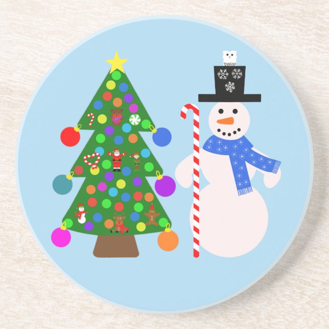 Snowman & sapin de Noël #3 Dessous de verre (Devant)