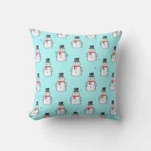 Snowman Seamless Pattern Throw Pillow