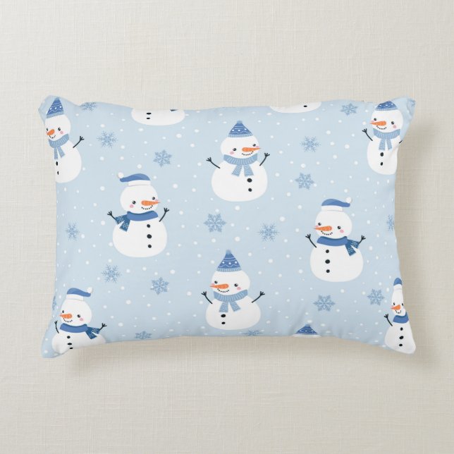 Snowman seamless pattern,winter background,winter  accent pillow (Front)