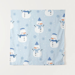 Snowman seamless pattern,winter background,winter tapestry