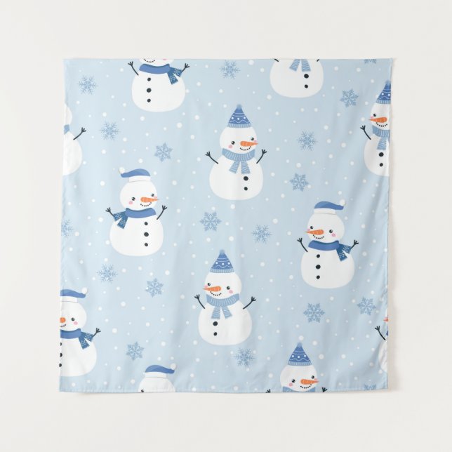 Snowman seamless pattern,winter background,winter  tapestry (Front)