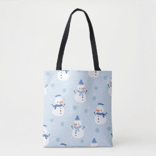 Snowman seamless pattern,winter background,winter tote bag