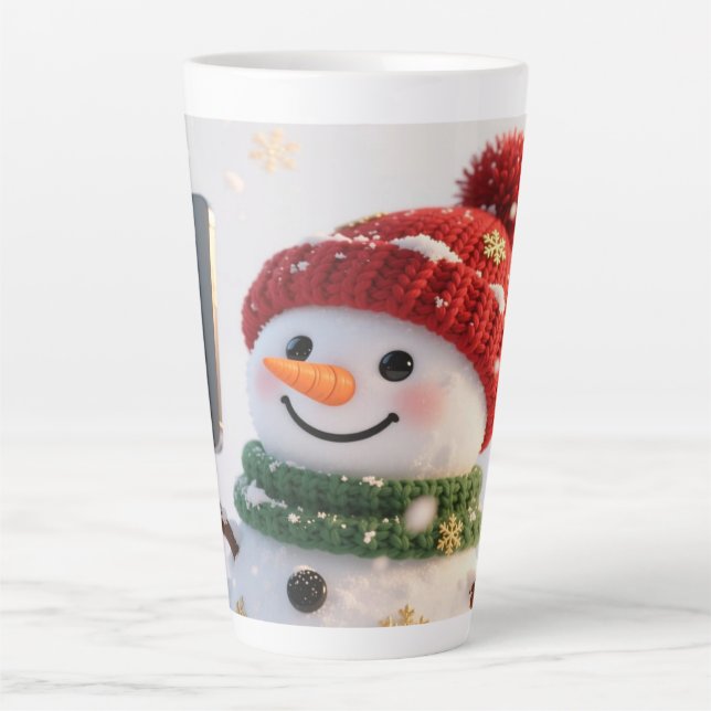 Snowman Selfie Christmas Latte Mug (Front)