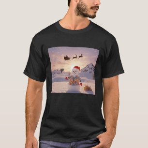 snowman Selfie with Santa Funny Christmas for Men T-Shirt
