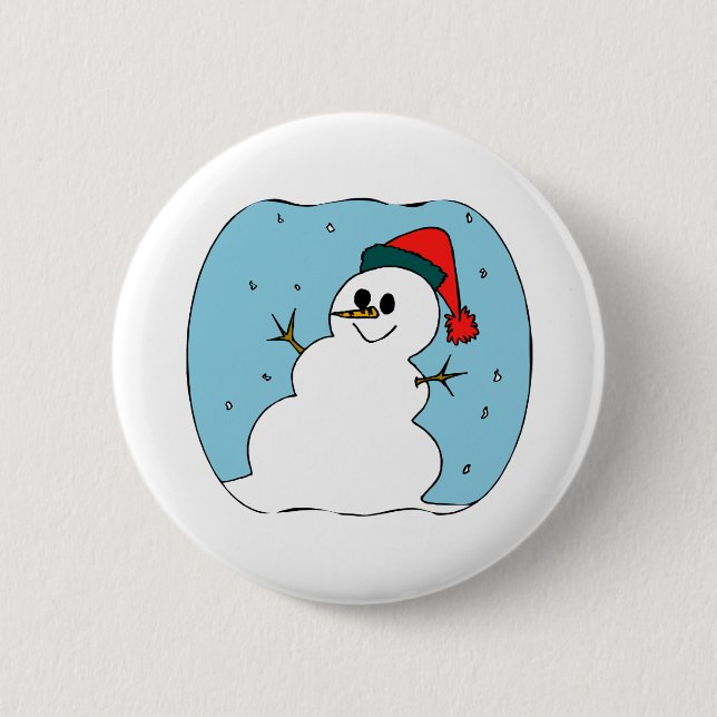 Snowman Shape 2 Inch Round Button (Front)