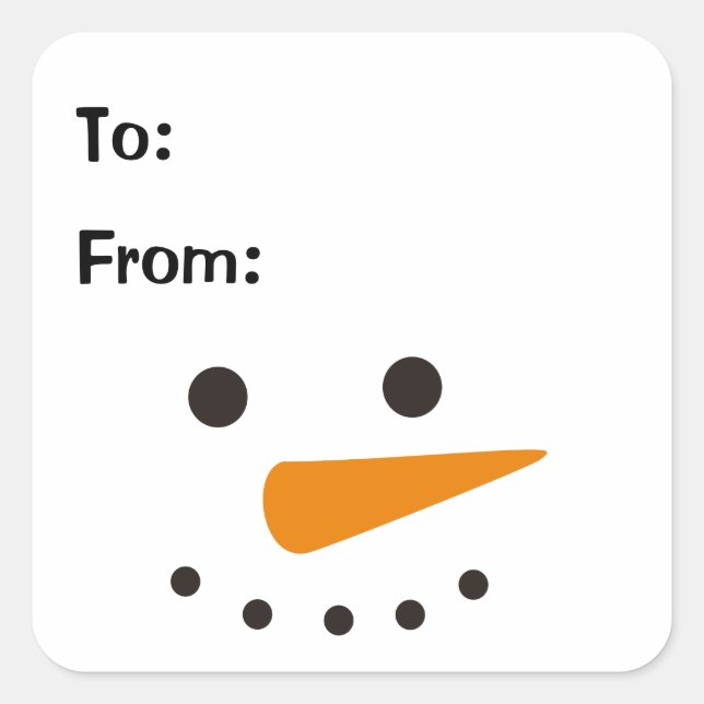 Snowman Simple Christmas Gift Square Sticker (Front)