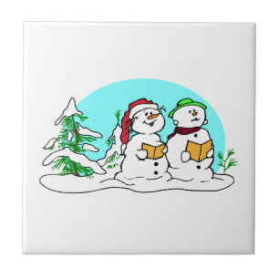 Snowman Singing Christmas Carols Tile
