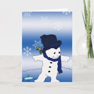 Snowman Skating Holiday Card