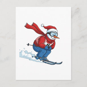 Snowman Skier Christmas 2026 Holiday Winter Sports Postcard