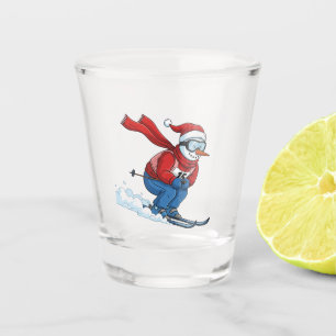 Snowman Skier Christmas 2026 Holiday Winter Sports Shot Glass