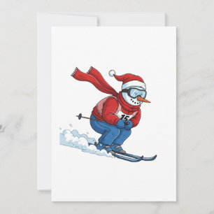 Snowman Skier Christmas 2026 Holiday Winter Sports Thank You Card