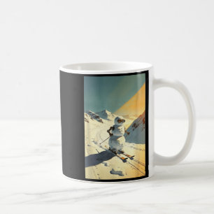 Snowman skiing coffee mug