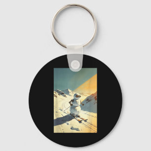 Snowman skiing keychain