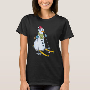 snowman skiing marry christmas T-Shirt