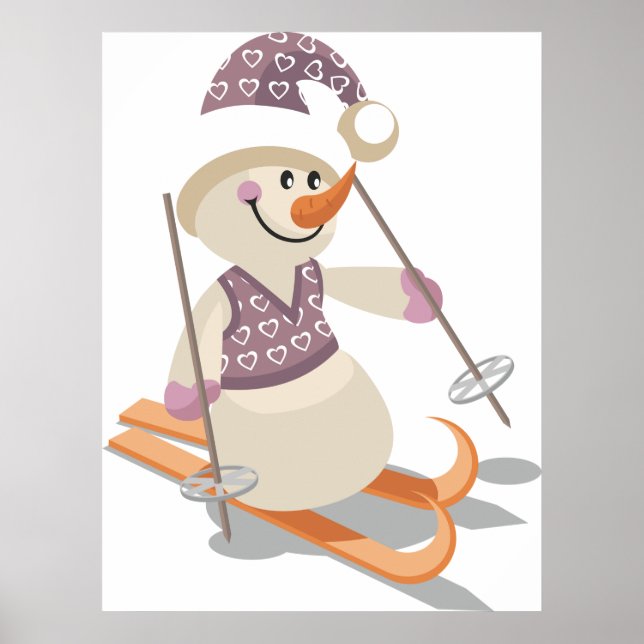 Snowman Skiing Poster (Front)