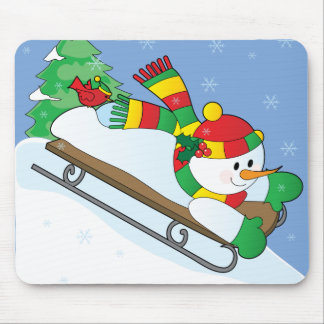 Snowman Sled Mouse Pad
